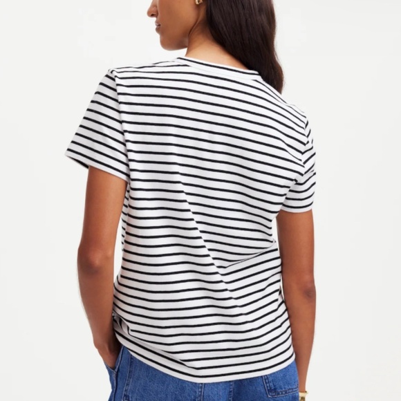 NWT Black/White striped Cotton Perfect Crewneck SZ Various - Picture 3 of 10